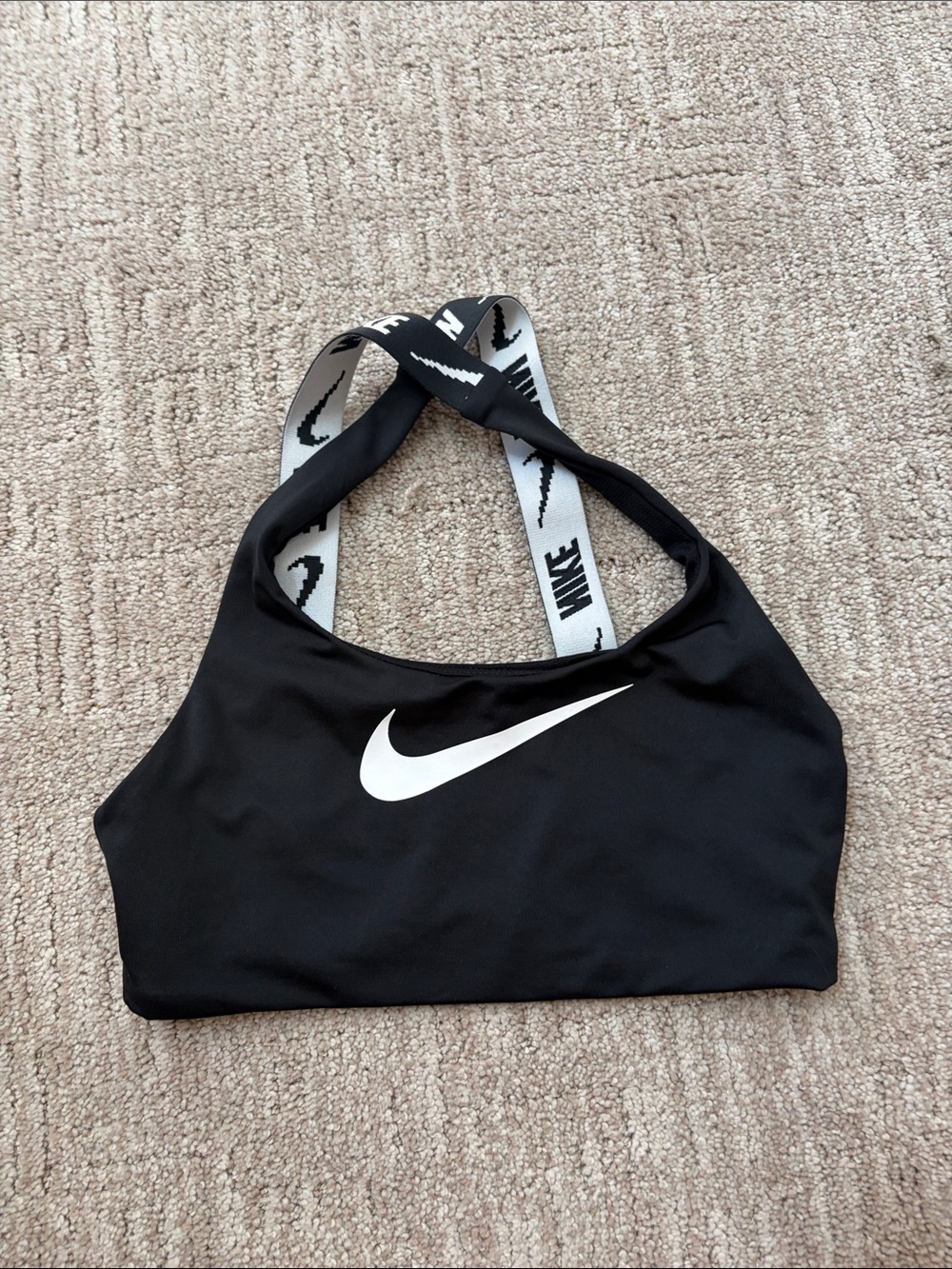 Nike Swim Top with White Swoosh and Branded Straps